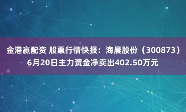 金港赢配资 股票行情快报：海晨股份（300873）6月20日主力资金净卖出402.50万元